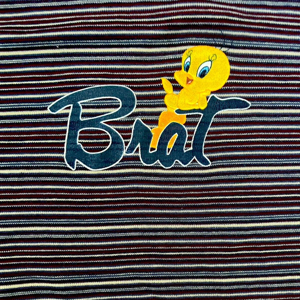 Y2K 2000s vintage tweety glitter looney tunes “brat” top / crop top / baby tee